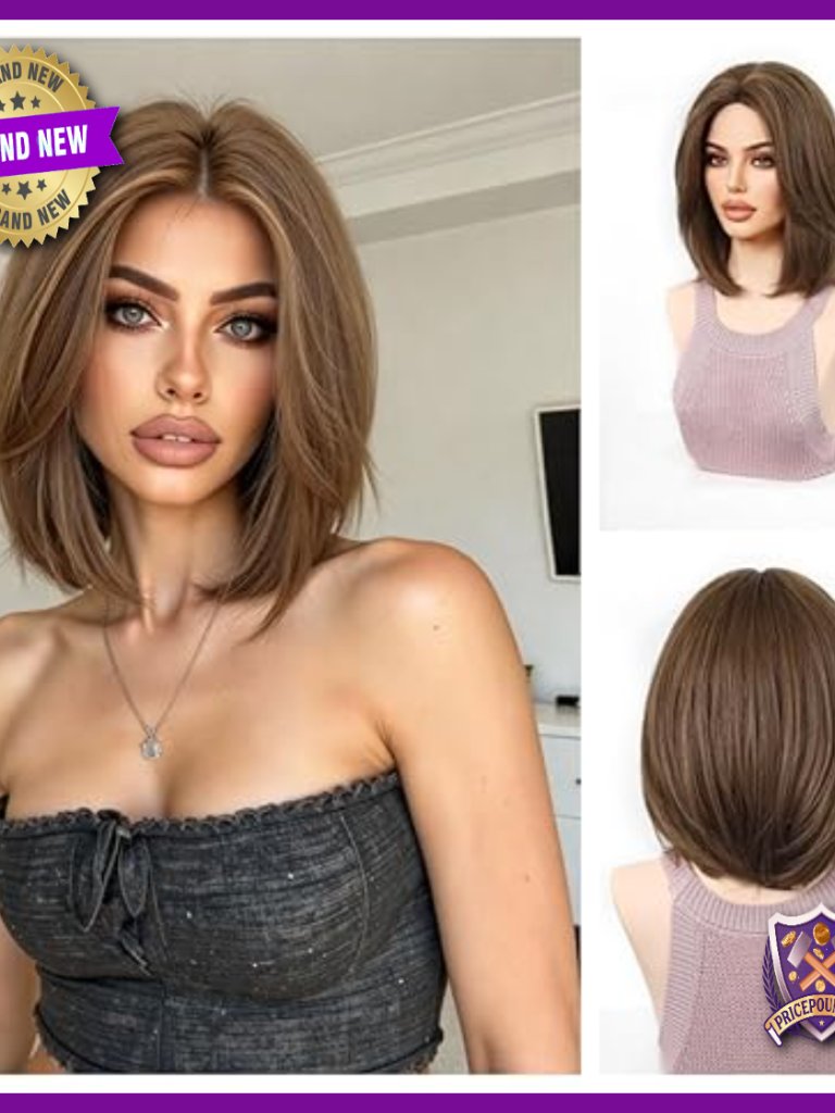 Human Hair Wig Shoulder Length Straight Bob Glueless Lightweight Natural